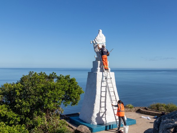 Pintaron la Virgen de los Pescadores del Cerro San Antonio